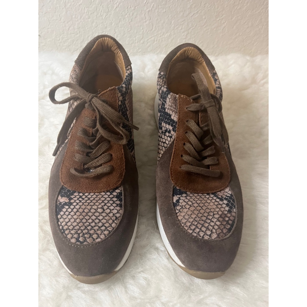 Lucky Brand LP-Oaklyn Leather Tennis Shoes Snake Skin Women Size 8M/38.5
